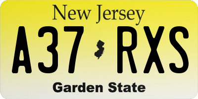 NJ license plate A37RXS