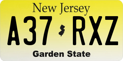 NJ license plate A37RXZ