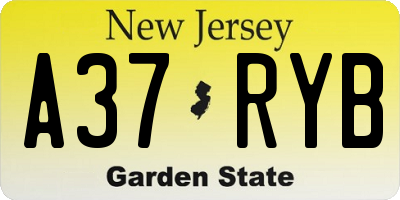 NJ license plate A37RYB
