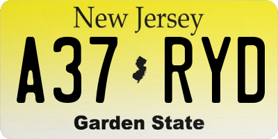 NJ license plate A37RYD
