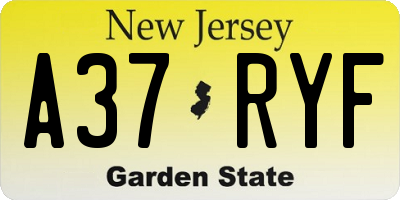 NJ license plate A37RYF