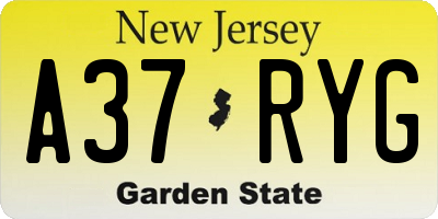 NJ license plate A37RYG