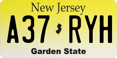NJ license plate A37RYH