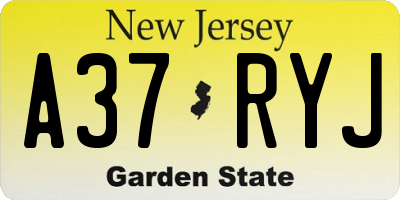 NJ license plate A37RYJ