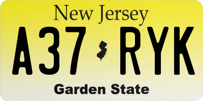 NJ license plate A37RYK