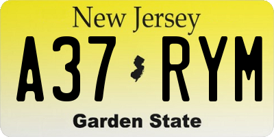 NJ license plate A37RYM