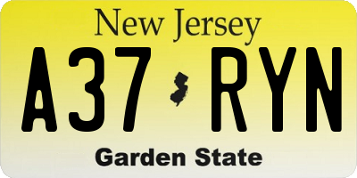 NJ license plate A37RYN