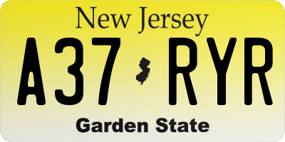NJ license plate A37RYR