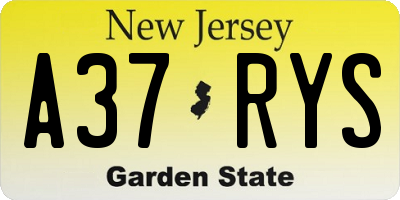 NJ license plate A37RYS