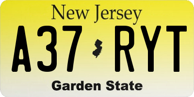 NJ license plate A37RYT