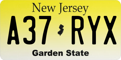 NJ license plate A37RYX