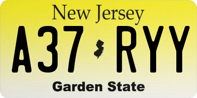NJ license plate A37RYY