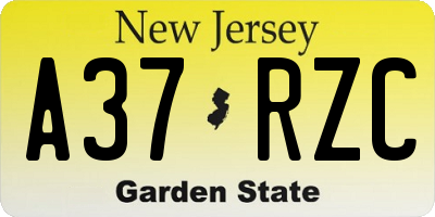 NJ license plate A37RZC
