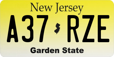 NJ license plate A37RZE