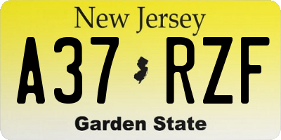 NJ license plate A37RZF