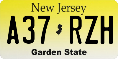 NJ license plate A37RZH