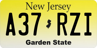 NJ license plate A37RZI