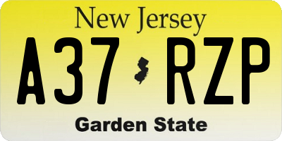 NJ license plate A37RZP