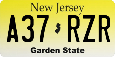 NJ license plate A37RZR