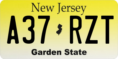 NJ license plate A37RZT