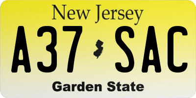 NJ license plate A37SAC
