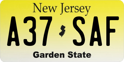 NJ license plate A37SAF