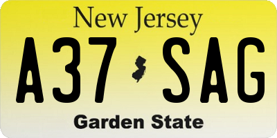 NJ license plate A37SAG