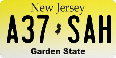NJ license plate A37SAH