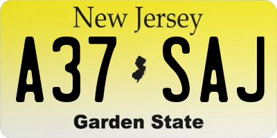 NJ license plate A37SAJ