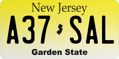 NJ license plate A37SAL