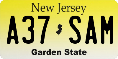 NJ license plate A37SAM