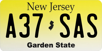 NJ license plate A37SAS