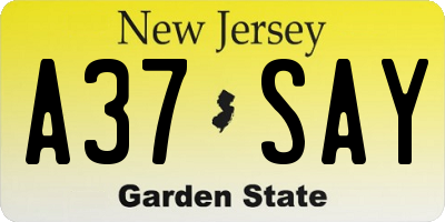 NJ license plate A37SAY