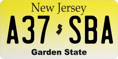 NJ license plate A37SBA