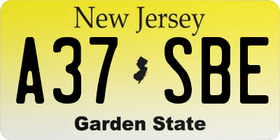 NJ license plate A37SBE
