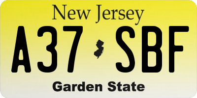 NJ license plate A37SBF