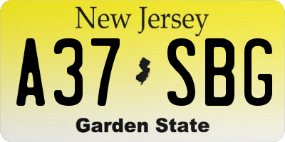 NJ license plate A37SBG