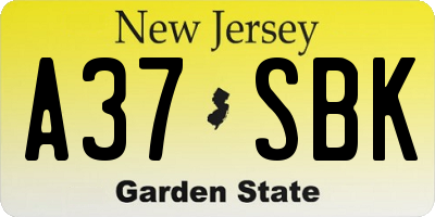 NJ license plate A37SBK