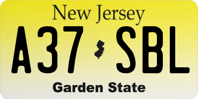 NJ license plate A37SBL