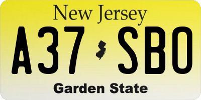 NJ license plate A37SBO