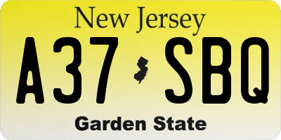NJ license plate A37SBQ