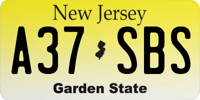 NJ license plate A37SBS