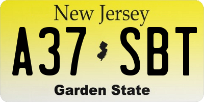 NJ license plate A37SBT