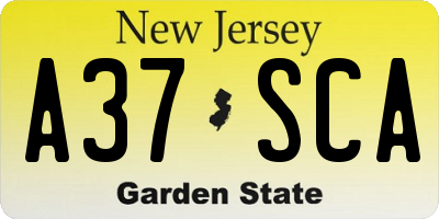 NJ license plate A37SCA