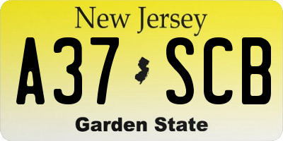 NJ license plate A37SCB