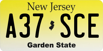 NJ license plate A37SCE