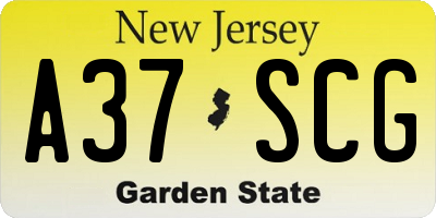 NJ license plate A37SCG