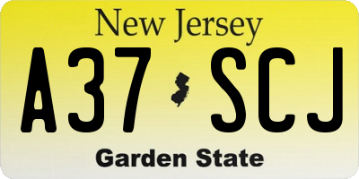 NJ license plate A37SCJ