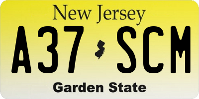 NJ license plate A37SCM
