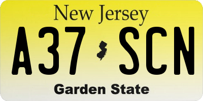 NJ license plate A37SCN